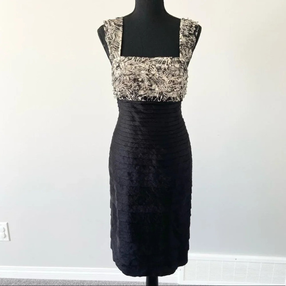 JS Collections Black Shutter Cocktail Lace Dress - Picture 1 of 16